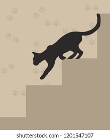 Silhouette of cat. Vector illustration. Cute pet. sitting cat, paw