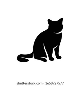 Silhouette cat vector illustration design with black and white colour