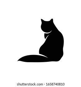 Silhouette cat vector illustration design with black and white colour