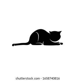 Diseño de ilustraciones vectoriales de gatos de silueta con color blanco y negro