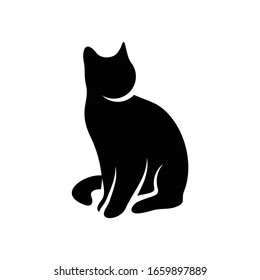 Silhouette cat vector illustration design with black and white colour