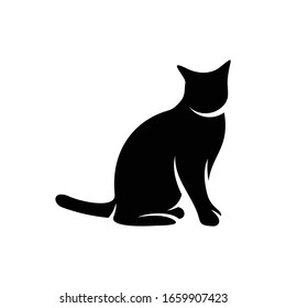 Silhouette cat vector illustration design with black and white colour