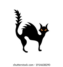 Silhouette of a cat, vector illustration on a white isolated background.