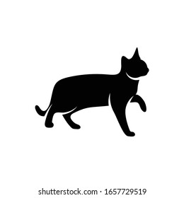 Diseño de la ilustración del vector del gato de silueta de color blanco y negro.