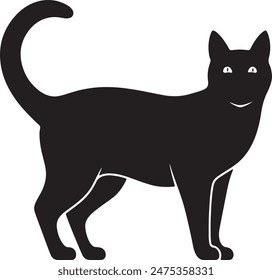 Silhouette Cat vector logo design. Vector cat silhouette view side for retro logos, Isolated on a white background.