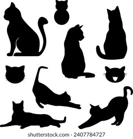 Silhouette Cat with Vector Style