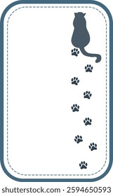 Silhouette of a cat walking with footprints