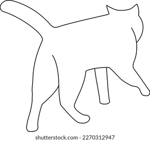 Silhouette einer Katze, die dort drüben spaziert (weiß)