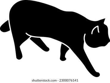 Silhouette de un gato caminando a la derecha mientras finge no saber