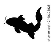 silhouette of a catfish on white