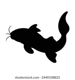 silhouette of a catfish on white