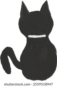 silhouette of cats and butterfly hand drawn watercolour illustration logo icons