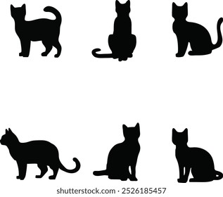 Silhouette of cats in different positions design