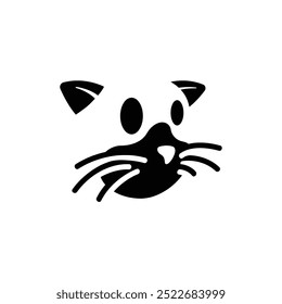 Silueta de la cara de un gato y Vector largo del logotipo de los bigotes