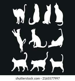 silhouette cats flat vector design