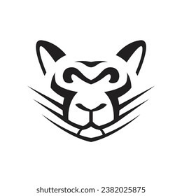 silhouette of a cat's head with a fierce face logo vector