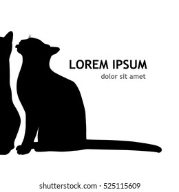 silhouette cats love. Vector