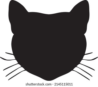 The silhouette of the cat's muzzle is black. A vector file is useful for creating your designs.