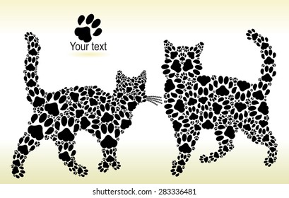 Silhouette of cats from traces