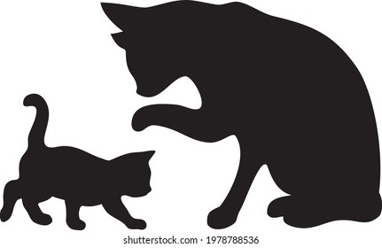 Silhouette of the cats - Vector illustration isolated on white background