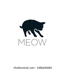 Silhouette Cats Vector Meow Logo Ready Stock Vector (Royalty Free ...