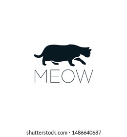 Silhouette of cats vector, meow logo ready to use.