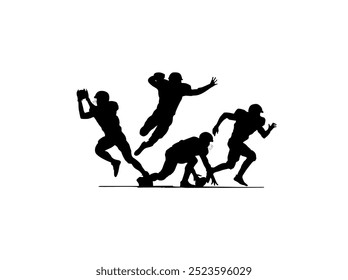 The silhouette of caucasian rugby men's player isolated on white background cartoon vector illustration, label, sticker of people football vector image is a game premium.