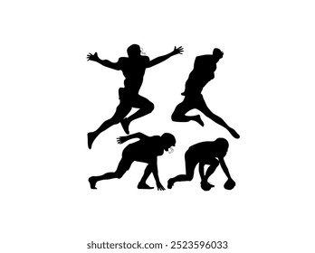 The silhouette of caucasian rugby men's player isolated on white background cartoon vector illustration, label, sticker of people football vector image is a game premium.