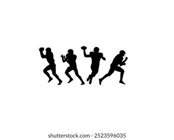 The silhouette of caucasian rugby men's player isolated on white background cartoon vector illustration, label, sticker of people football vector image is a game premium.