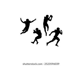 The silhouette of caucasian rugby men's player isolated on white background cartoon vector illustration, label, sticker of people football vector image is a game premium.