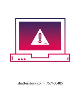 silhouette caution emblem alert inside laptop technology