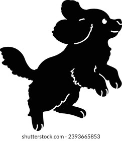 Silhouette de Cavalier King Charles Spaniel saltando con detalles