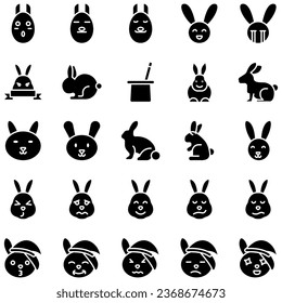 Silhouette de la célebre conejita de Pascua sobre fondo blanco. Establecer diferentes siluetas de conejo para uso de diseño.