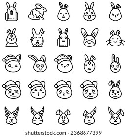 Silhouette de la célebre conejita de Pascua sobre fondo blanco. Establecer diferentes siluetas de conejo para uso de diseño.