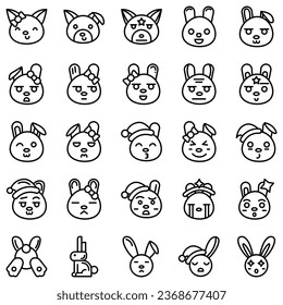 Silhouette of celebrated Easter bunny on white background. Set different rabbit silhouettes for design use.