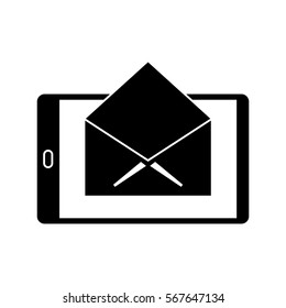 silhouette cellphone message email envelope