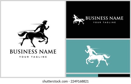 silhouette centaur run logo template