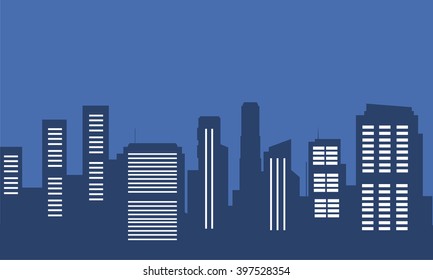 Silhouette of center office buildings