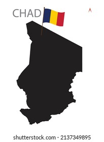 Silhouette Chad Map with Province Vector Illustration