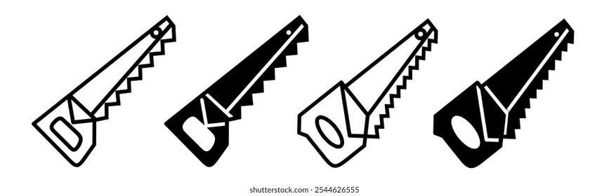Silhouette of chainsaw icon illustration. Chainsaw icon set. Stock vector.