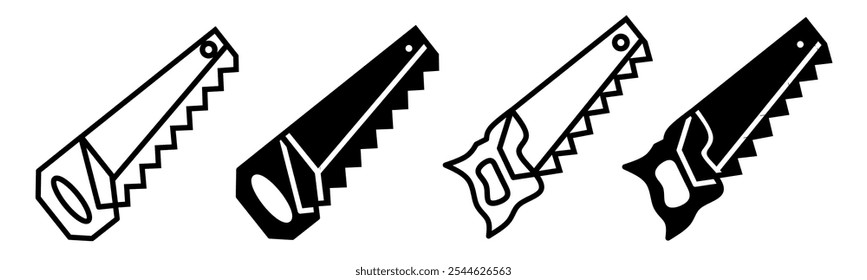 Silhouette of chainsaw icon illustration. Chainsaw icon set. Stock vector.