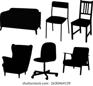 Silhueta de cadeira, arte vetorial, tipos de cadeira