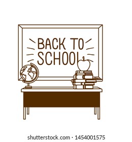 silhouette of chalkboard of school in classroom