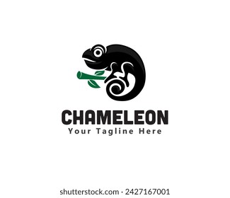 silhouette chameleon perch logo icon symbol design template illustration inspiration