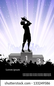 silhouette of the champion on a pedestal