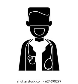 silhouette character doctor beard stethoscope health