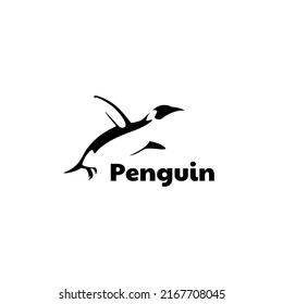 Silhouette character of penguin jumping