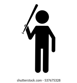silhouette  character player baseball with bat