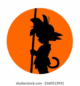 Silhouette character saiyan Fighter. For T shirt design