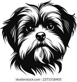 silhouette character shih tzu dog, cute logo,